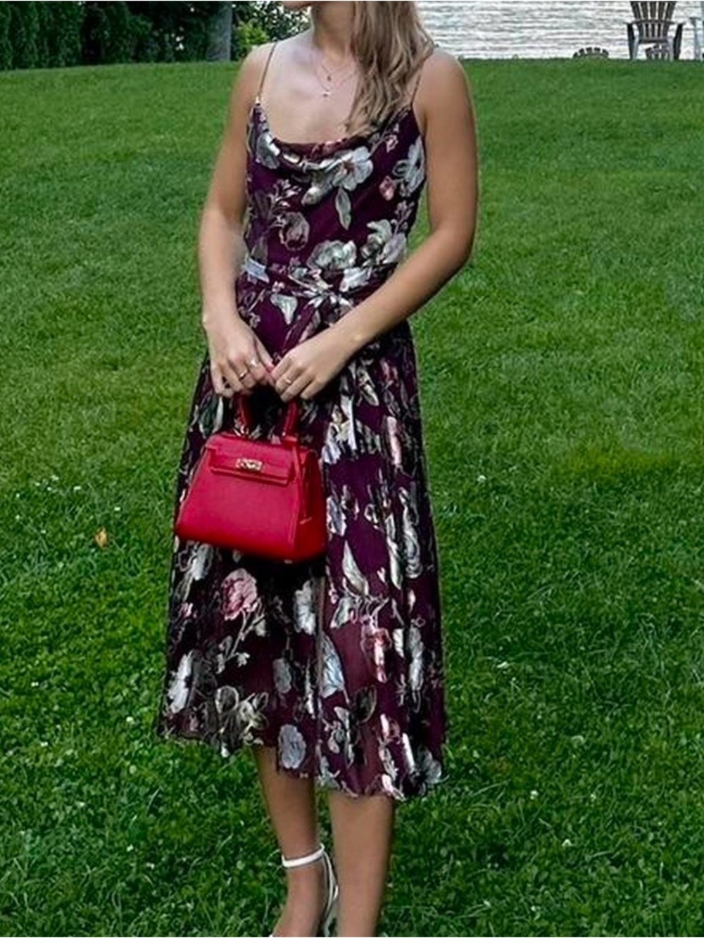 Alice + Olivia Heather Cowl Neck Midi Dress